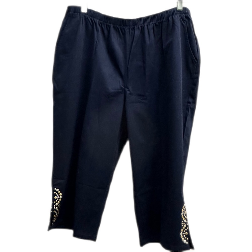 D&CO - Denim & Company Navy Blue Embellished Capris Pant Size XL NWT